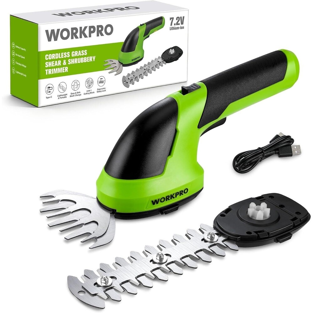 New WORKPRO 7.2V Cordless Grass Shear & Shrubbery Trimmer. Free Shipping.